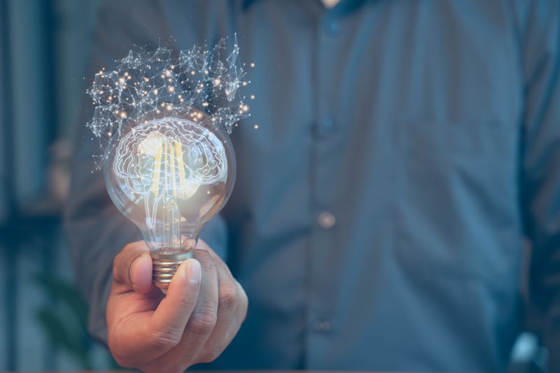 Hand holding light bulb